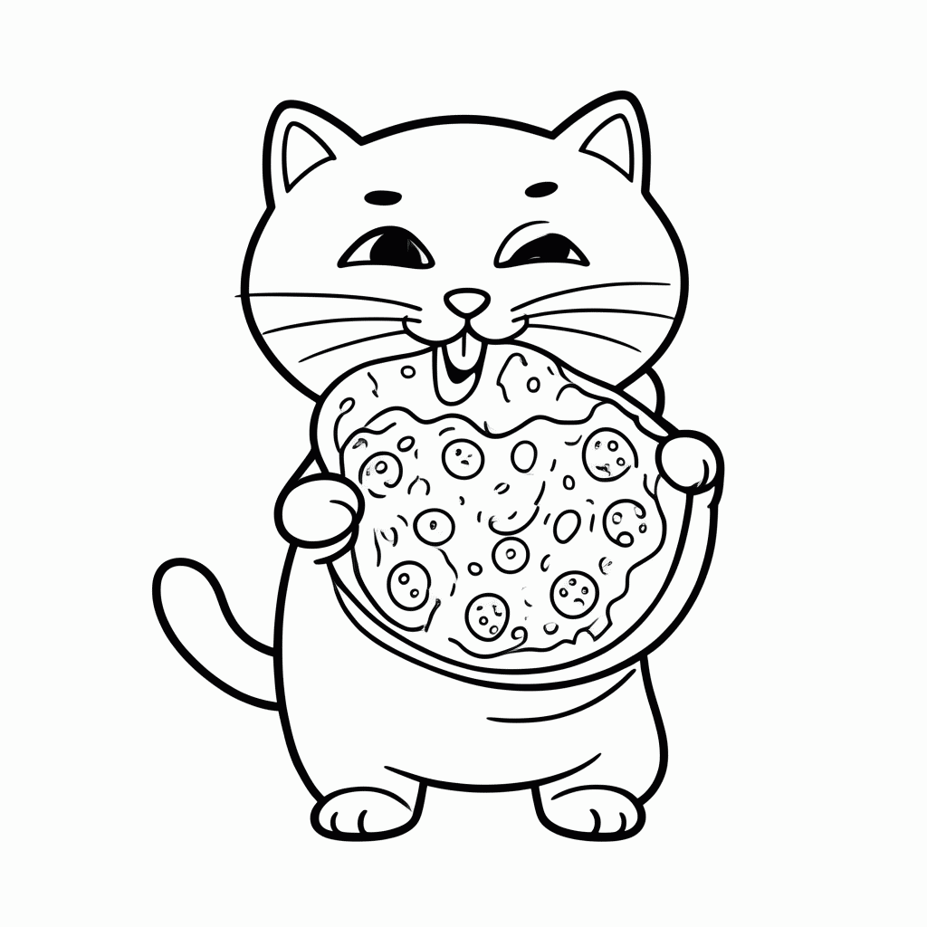 Desenho de Garfield Com Pizza para colorir e imprimir grátis em folha A4