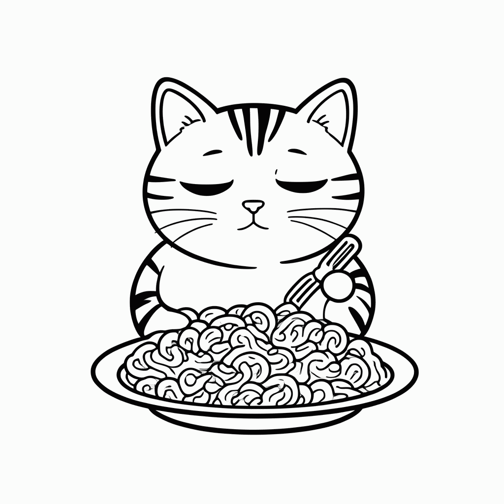 Desenho de Garfield Comendo Lasanha para colorir e imprimir grátis em folha A4