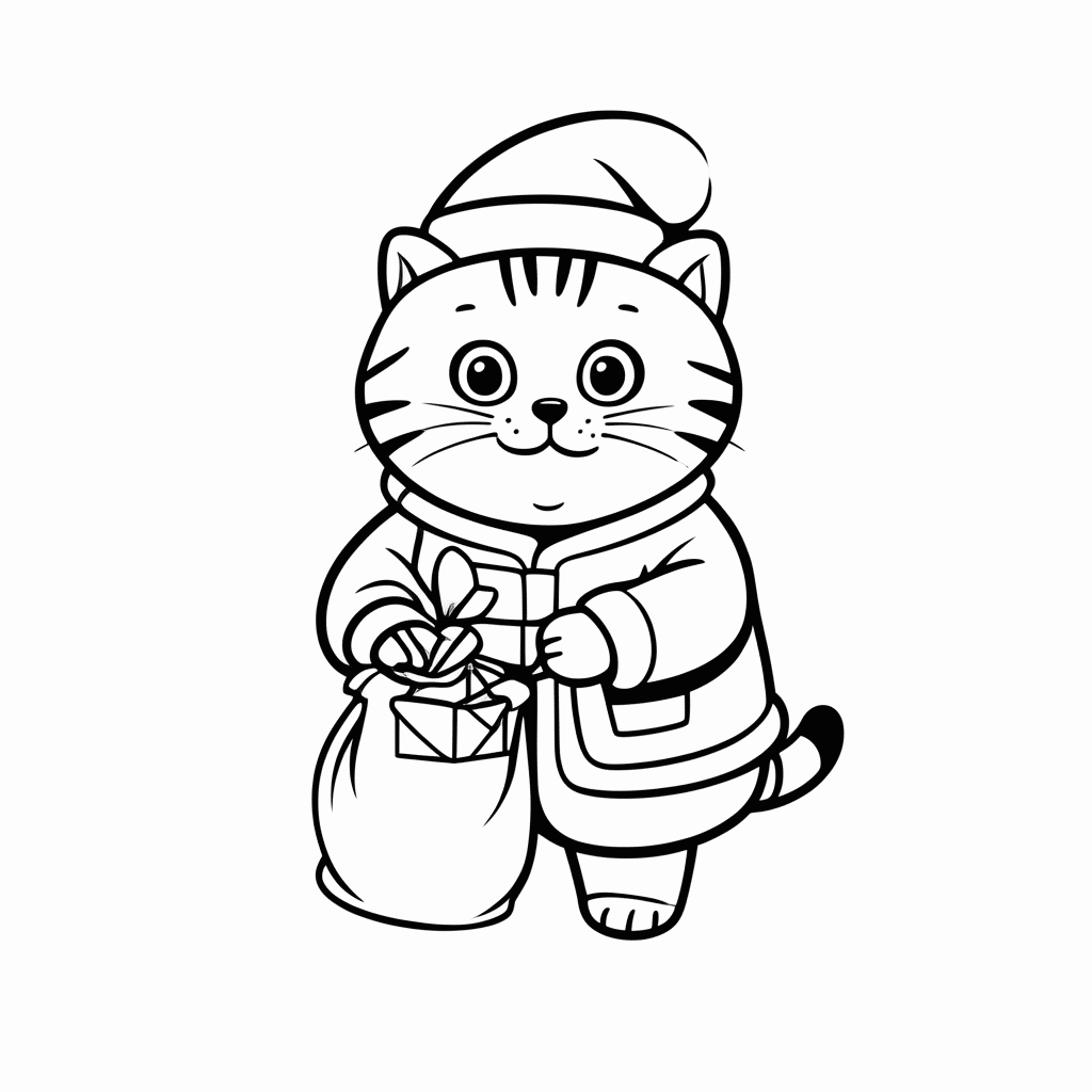 Desenho de Garfield De Papai Noel para colorir e imprimir grátis em folha A4