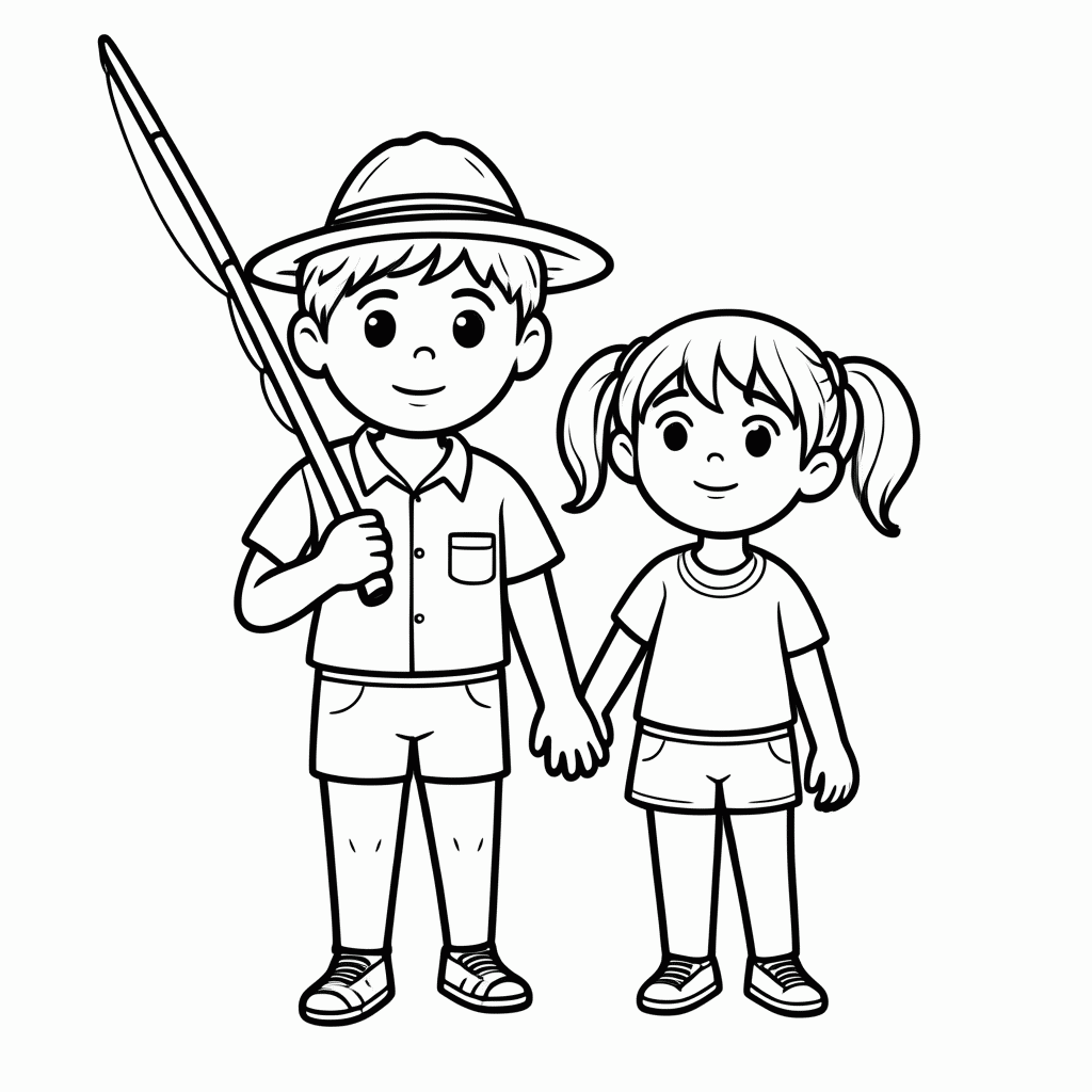 Desenho de Chico Bento Com Rosinha para colorir e imprimir grátis em folha A4