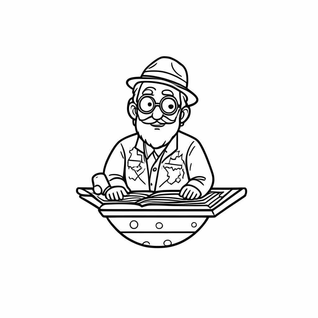 Desenho de Geografo para colorir e imprimir grátis em folha A4