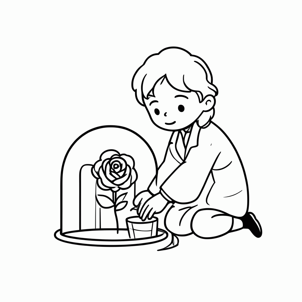 Desenho de Pequeno Principe Na Rosa para colorir e imprimir grátis em folha A4