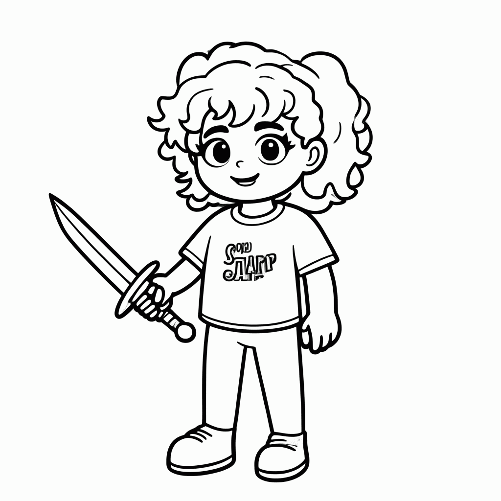 Desenho de Annabeth Com Faca De Bronze para colorir e imprimir grátis em folha A4