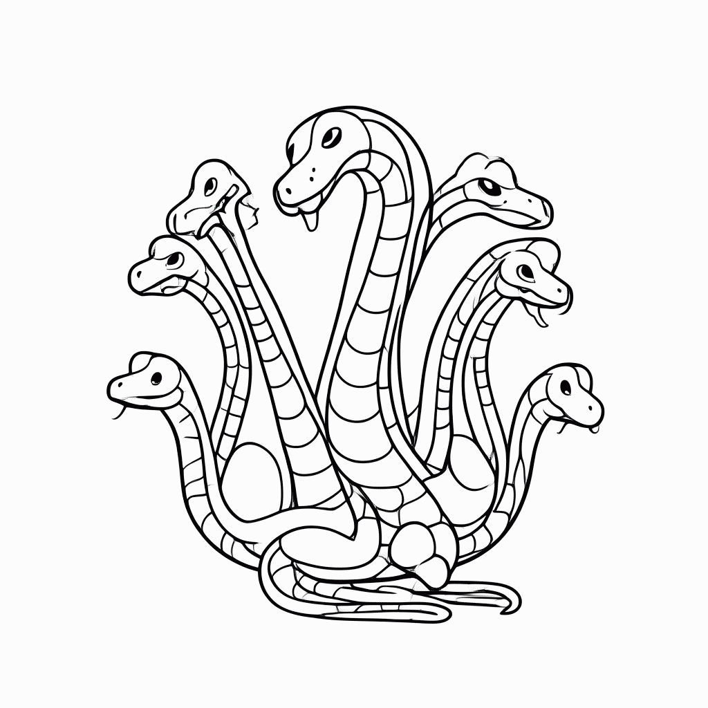 Desenho de Hidra Multi Cabecas para colorir e imprimir grátis em folha A4