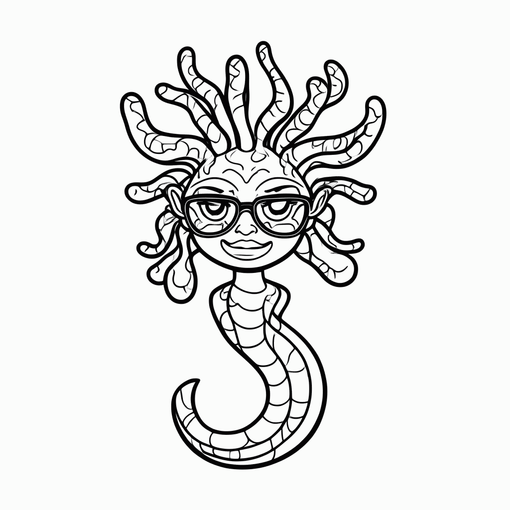 Desenho de Medusa para colorir e imprimir grátis em folha A4