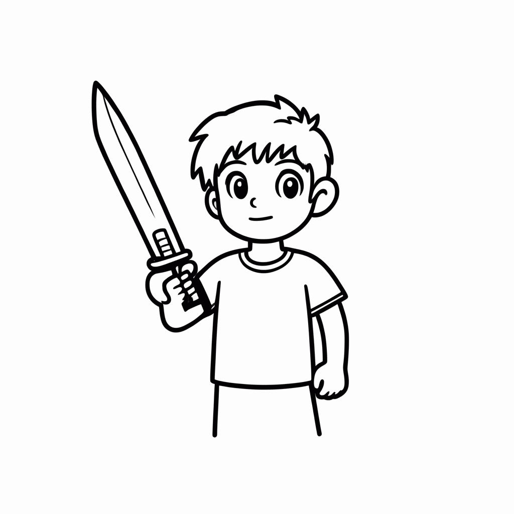 Desenho de Percy Jackson Com Espada para colorir e imprimir grátis em folha A4