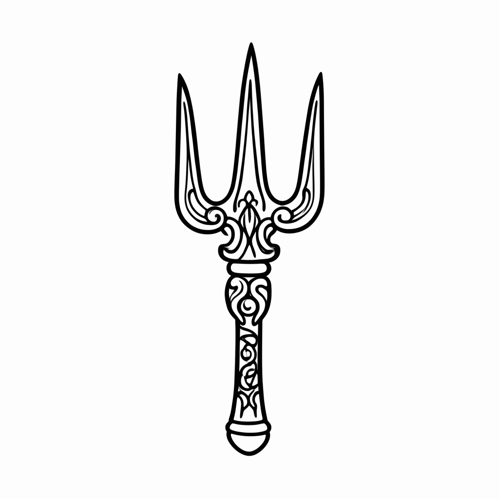 Desenho de Poseidon Tridente para colorir e imprimir grátis em folha A4