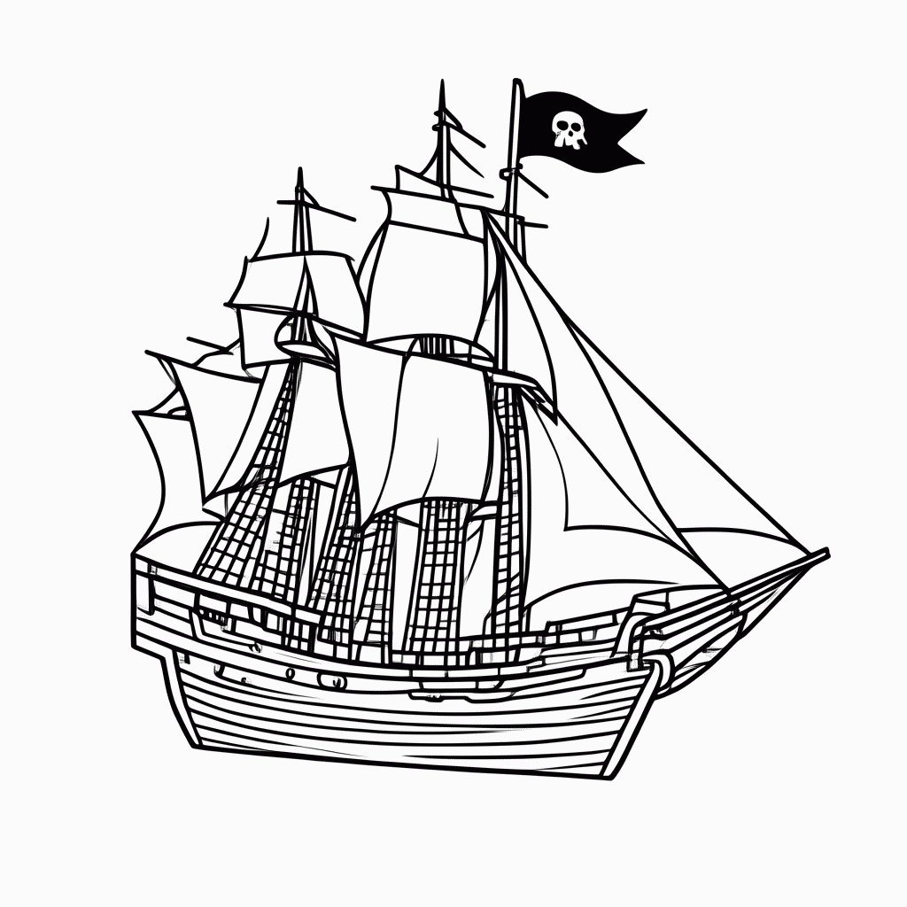 Desenho de Barco Pirata Do Gancho para colorir e imprimir grátis em folha A4