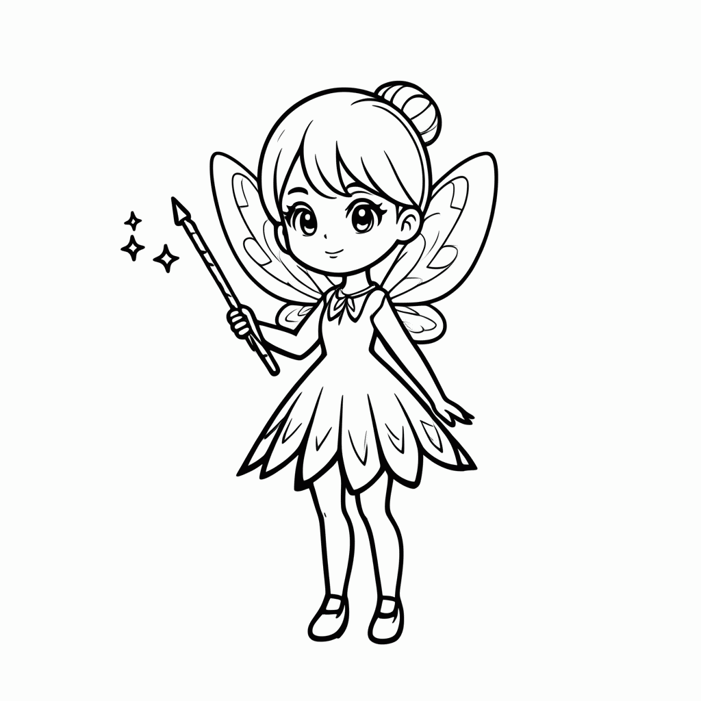 Desenho de Sininho Fadinha para colorir e imprimir grátis em folha A4