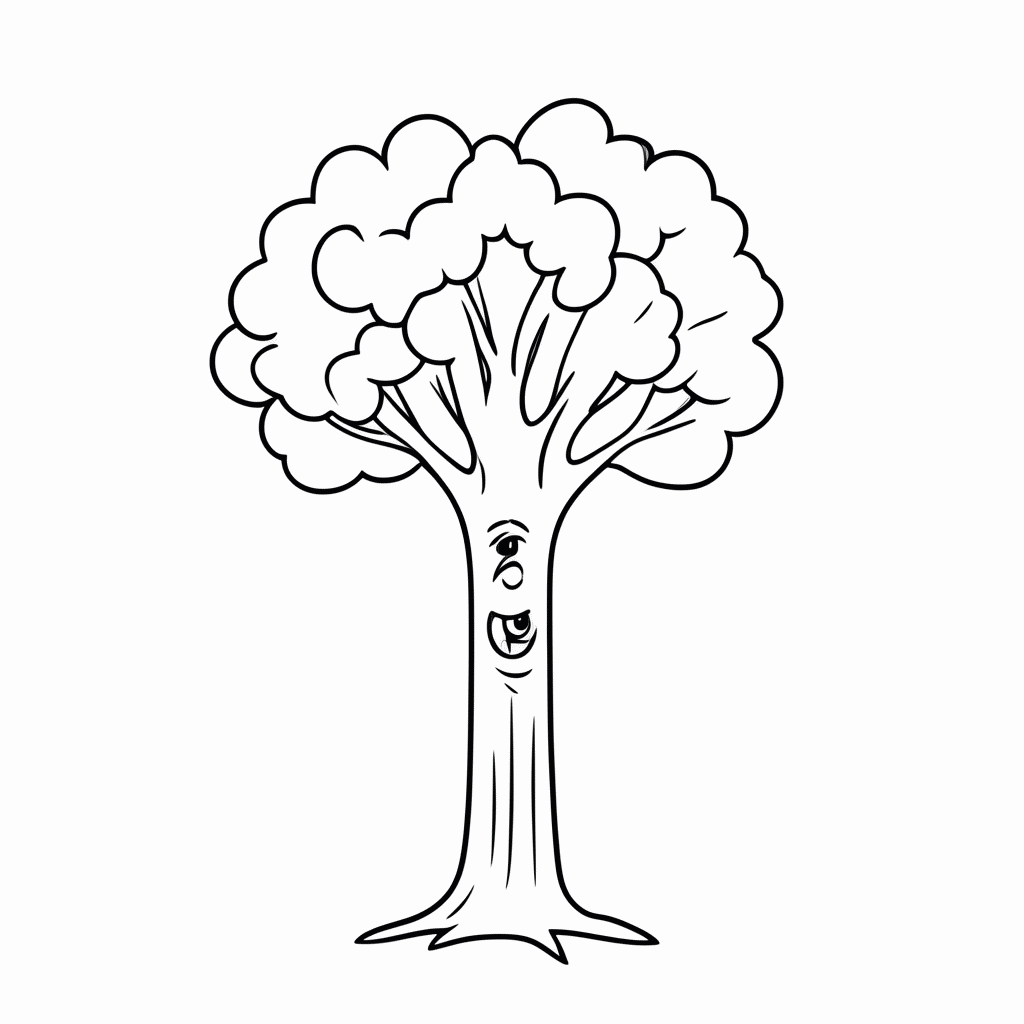 Desenho de Arvore Falante para colorir e imprimir grátis em folha A4