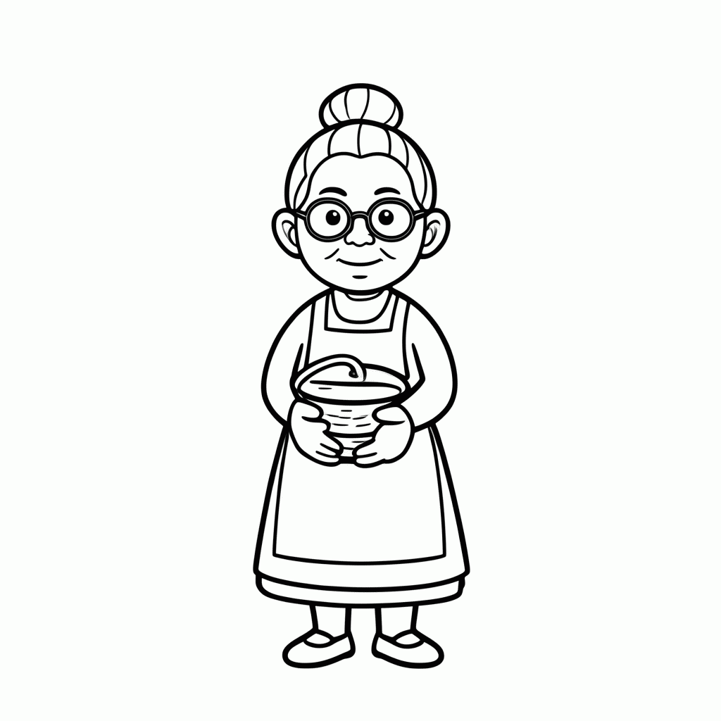 Desenho de Dona Benta para colorir e imprimir grátis em folha A4