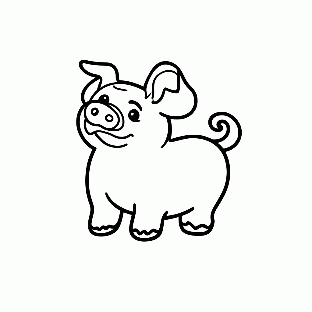 Desenho de Rabico Porquinho para colorir e imprimir grátis em folha A4