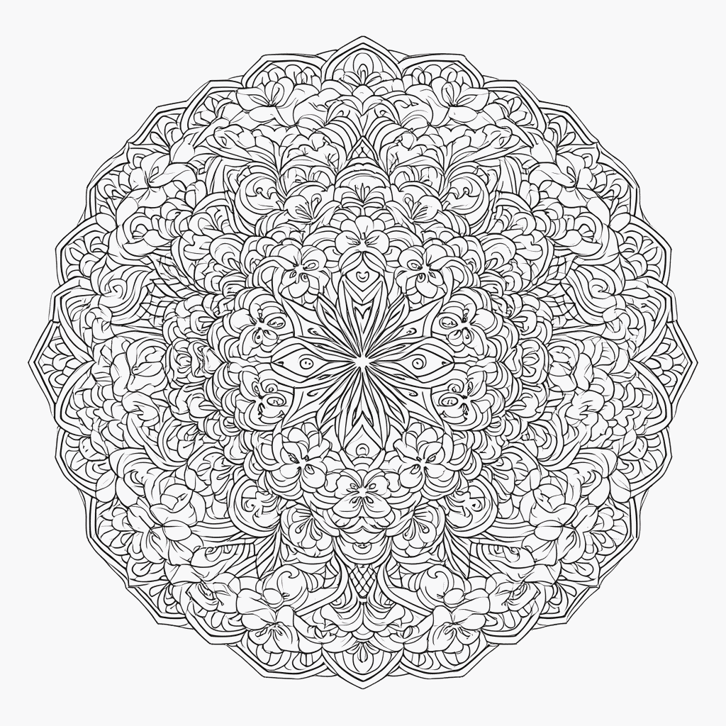 Desenho de Mandala Antiestresse Nível 10 para colorir e imprimir grátis em folha A4