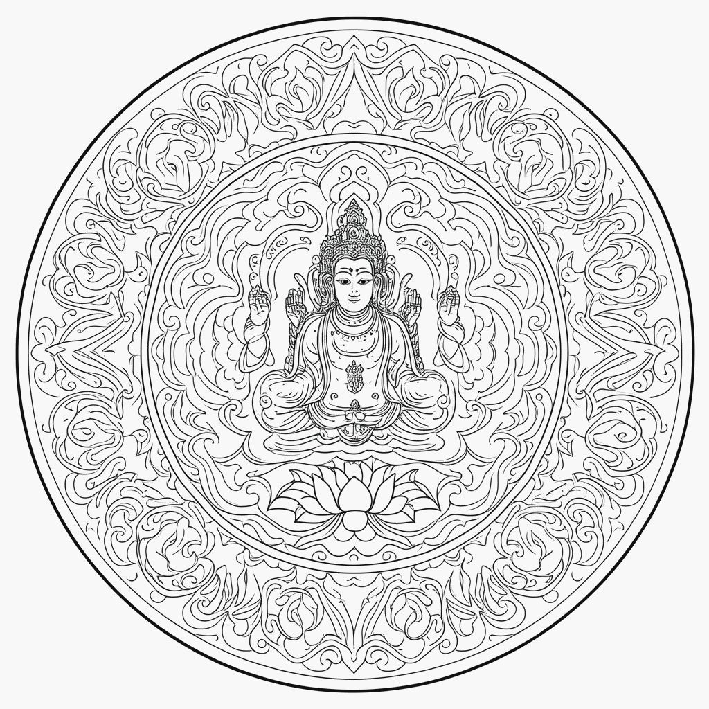 Desenho de Mandala Antiestresse Nível 11 para colorir e imprimir grátis em folha A4