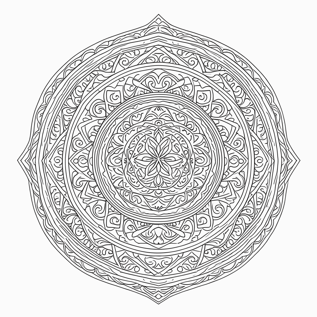 Desenho de Mandala Antiestresse Nível 12 para colorir e imprimir grátis em folha A4