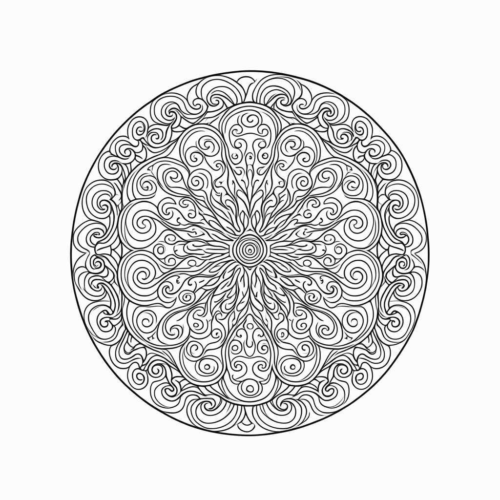 Desenho de Mandala Antiestresse Nível 13 para colorir e imprimir grátis em folha A4