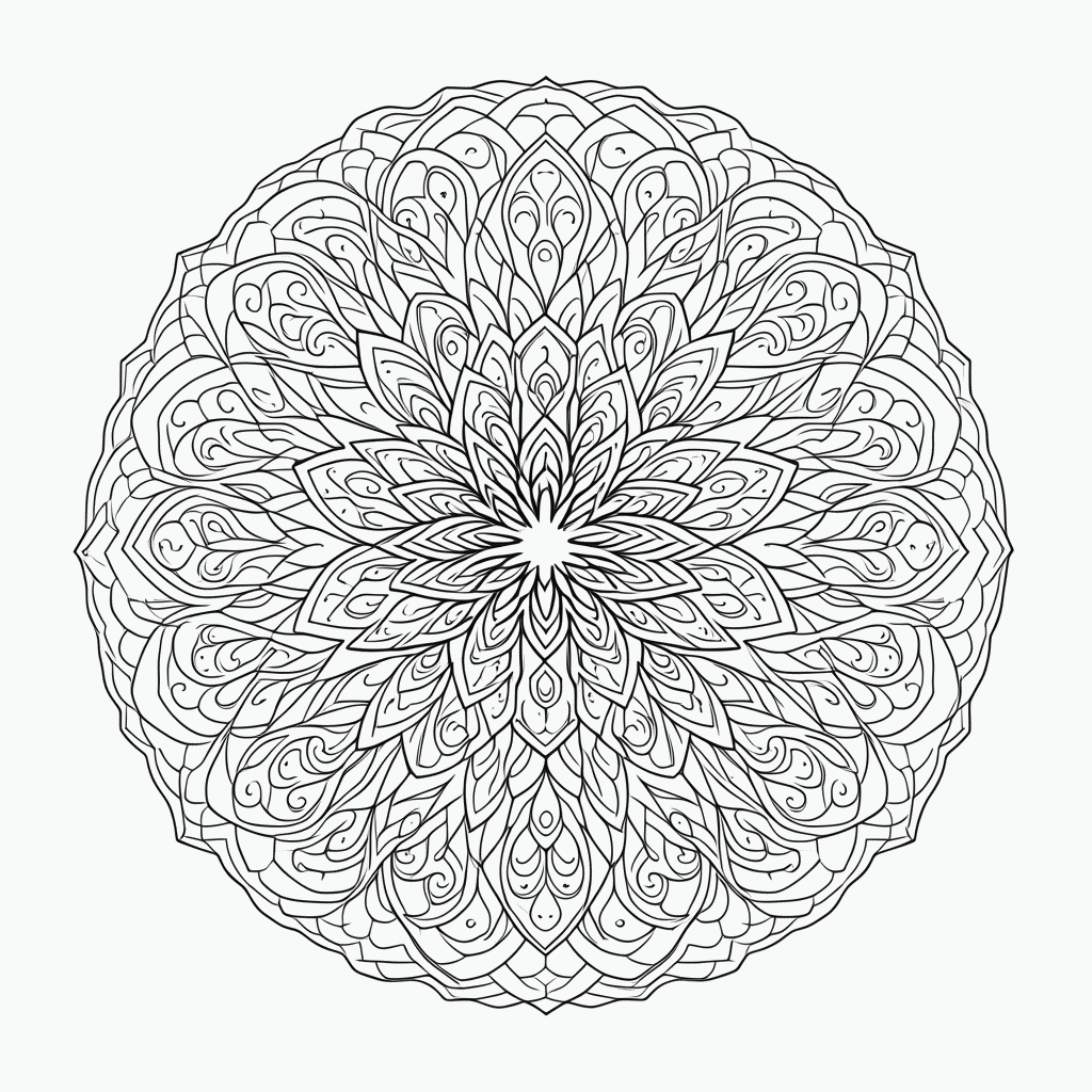 Desenho de Mandala Antiestresse Nível 16 para colorir e imprimir grátis em folha A4