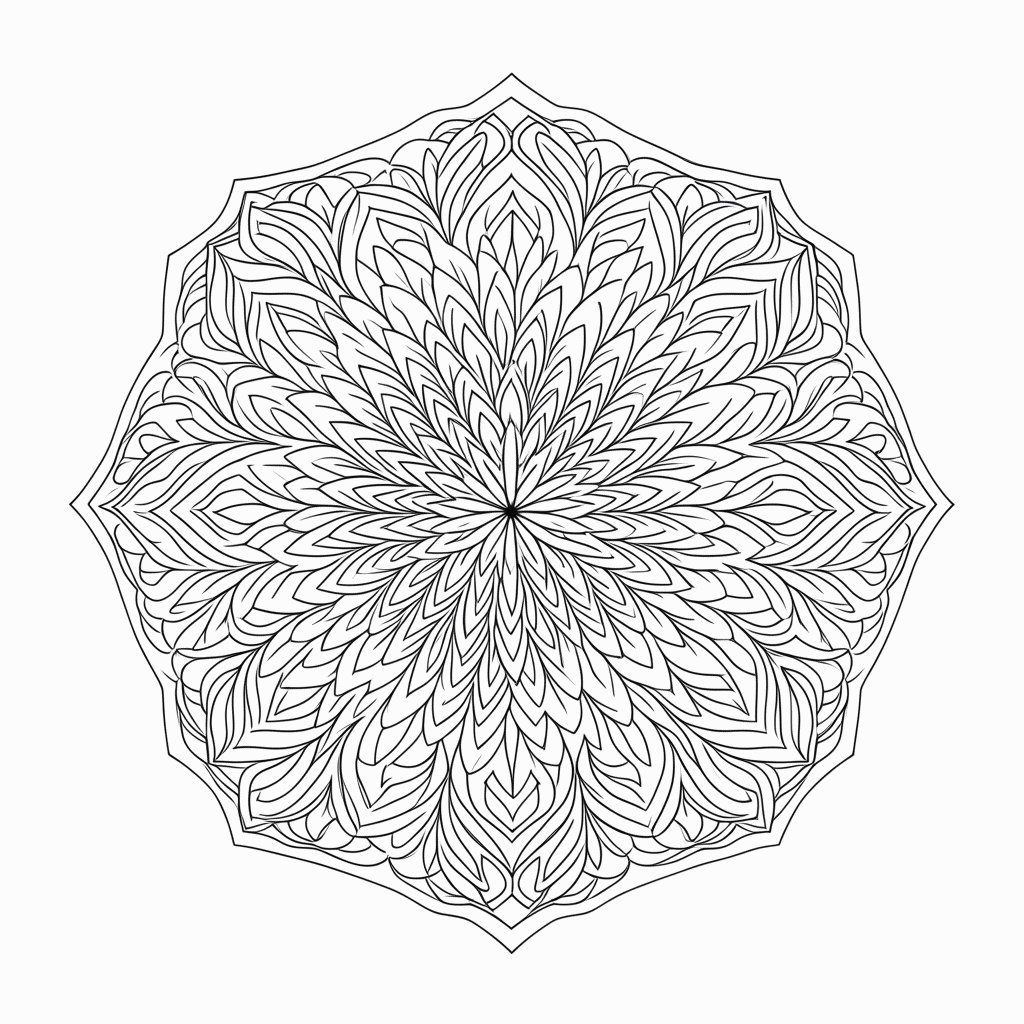Desenho de Mandala Antiestresse Nível 2 para colorir e imprimir grátis em folha A4