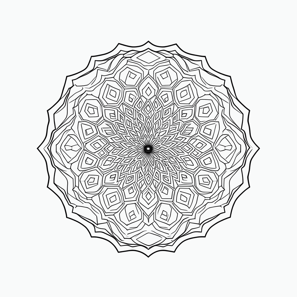 Desenho de Mandala Antiestresse Nível 20 para colorir e imprimir grátis em folha A4