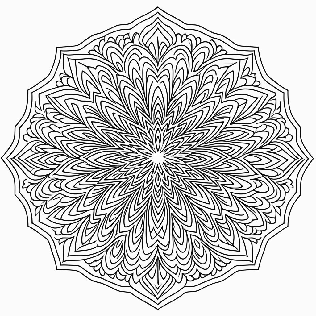 Desenho de Mandala Antiestresse Nível 25 para colorir e imprimir grátis em folha A4