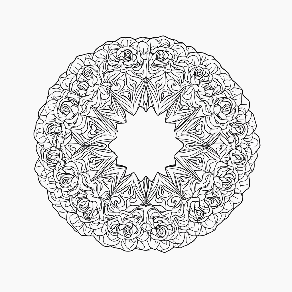 Desenho de Mandala Antiestresse Nível 26 para colorir e imprimir grátis em folha A4