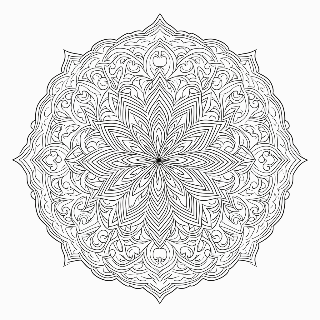Desenho de Mandala Antiestresse Nível 33 para colorir e imprimir grátis em folha A4