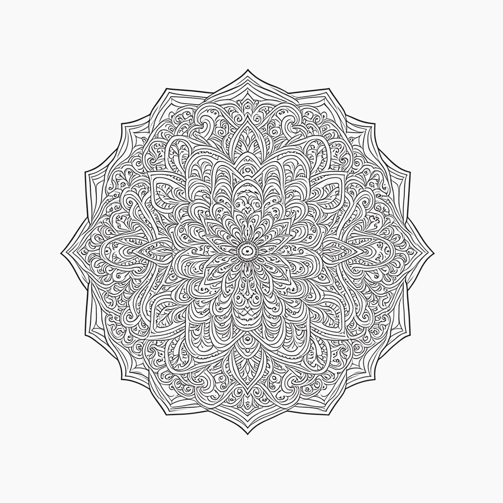 Desenho de Mandala Antiestresse Nível 37 para colorir e imprimir grátis em folha A4