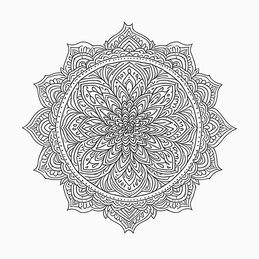 Desenho de Mandala Antiestresse Nível 38 para colorir e imprimir grátis em folha A4