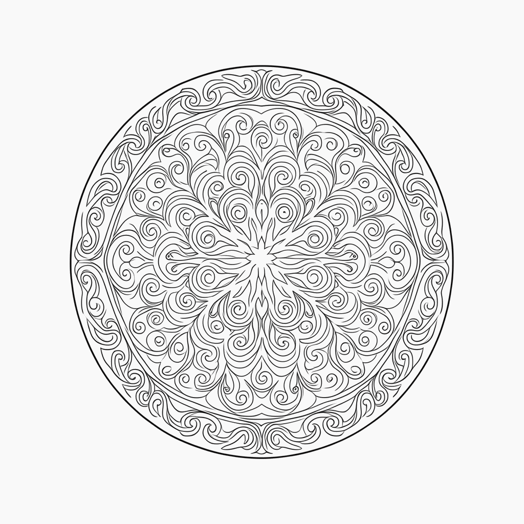 Desenho de Mandala Antiestresse Nível 5 para colorir e imprimir grátis em folha A4