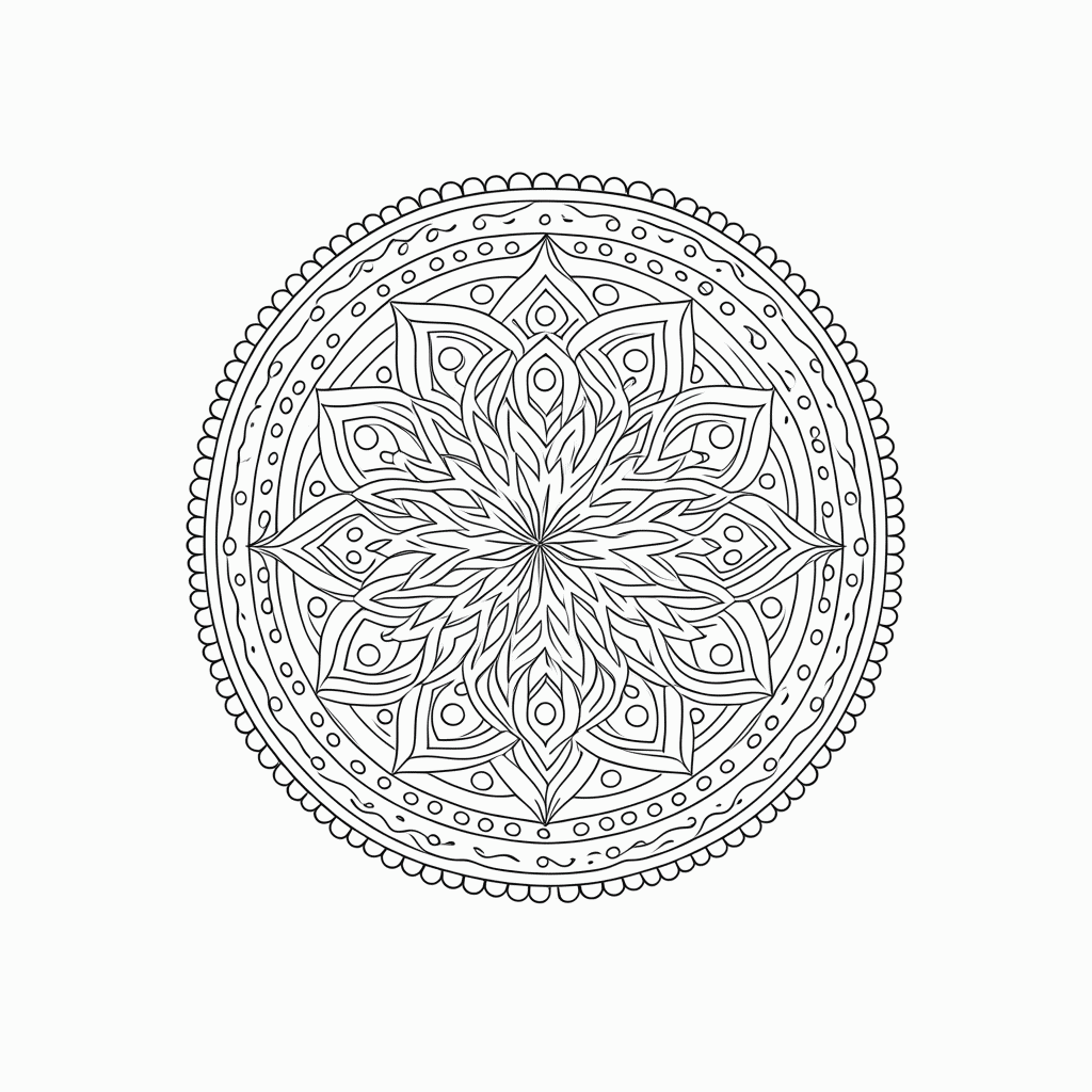 Desenho de Mandala Antiestresse Nível 6 para colorir e imprimir grátis em folha A4