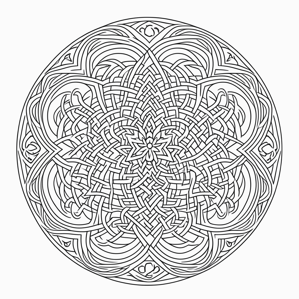 Desenho de Mandala Antiestresse Nível 7 para colorir e imprimir grátis em folha A4
