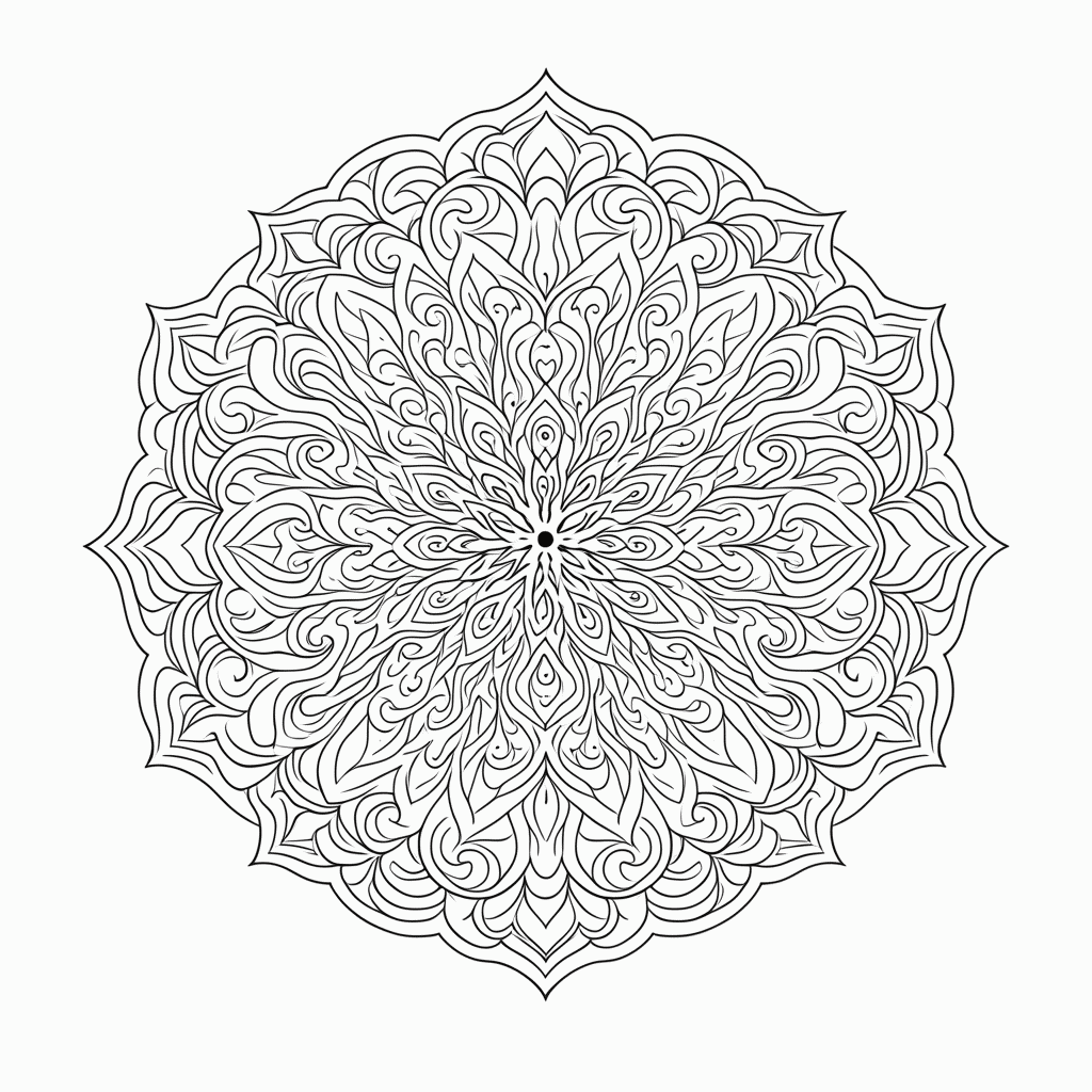 Desenho de Mandala Antiestresse Nível 9 para colorir e imprimir grátis em folha A4