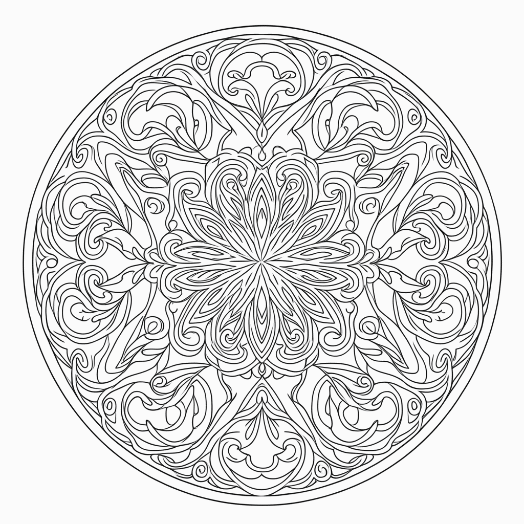 Desenho de Mandala arabe Avancada para colorir e imprimir grátis em folha A4
