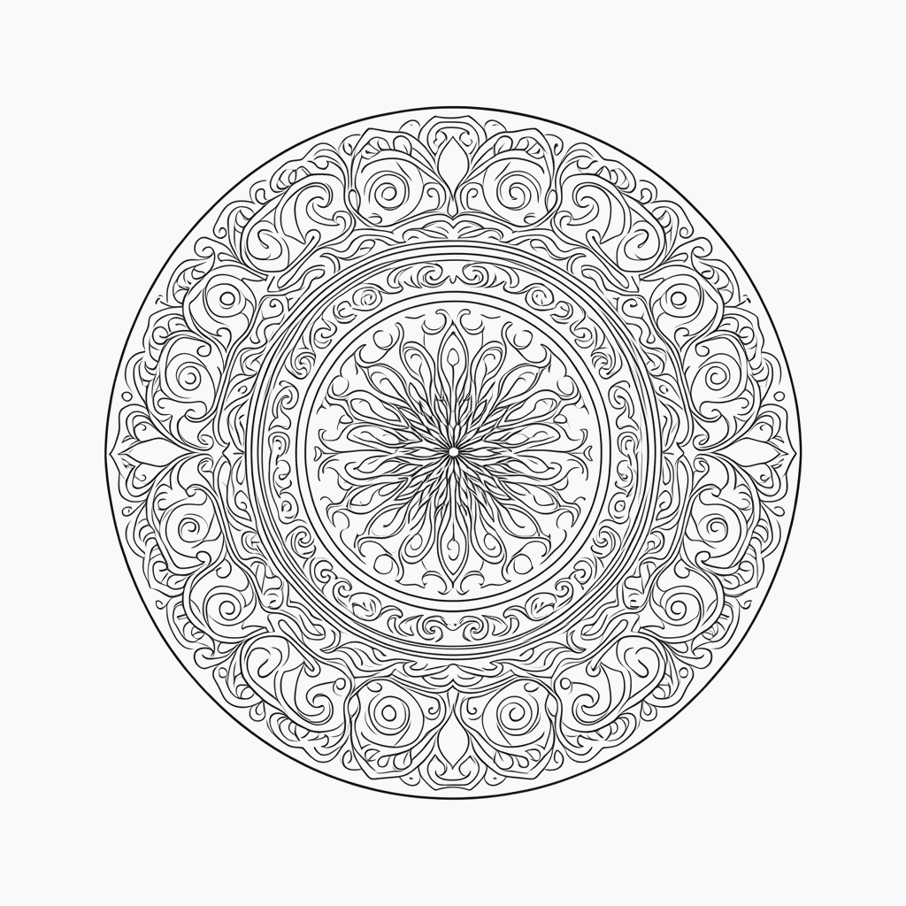 Desenho de Mandala arabe Complexa para colorir e imprimir grátis em folha A4