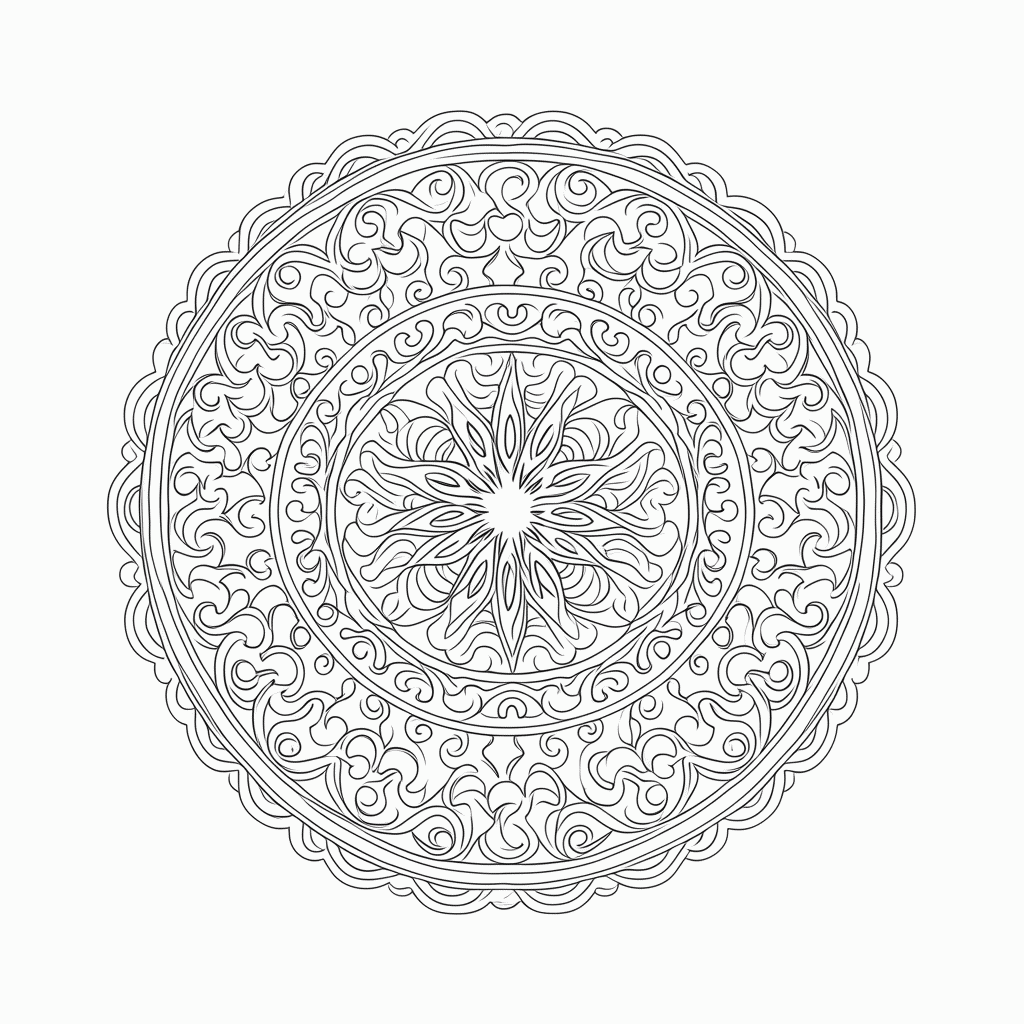 Desenho de Mandala arabe Media para colorir e imprimir grátis em folha A4