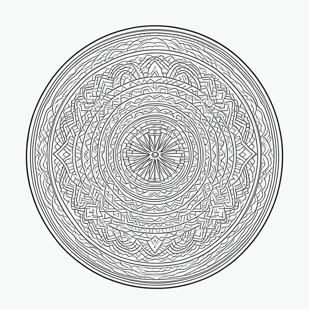Desenho de Mandala azteca Avancada para colorir e imprimir grátis em folha A4