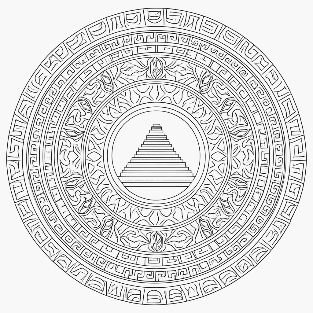 Desenho de Mandala azteca Media para colorir e imprimir grátis em folha A4