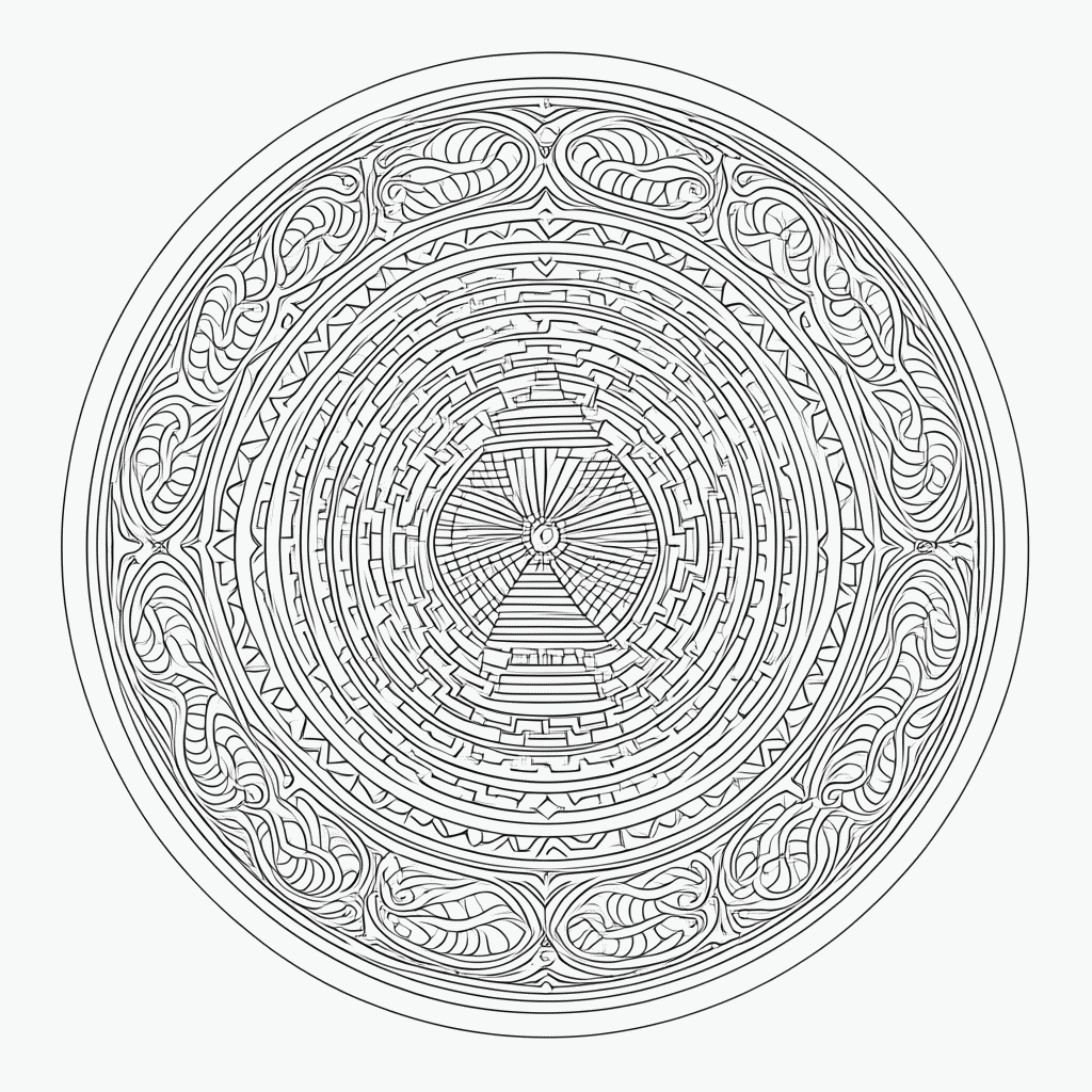 Desenho de Mandala azteca Profissional para colorir e imprimir grátis em folha A4