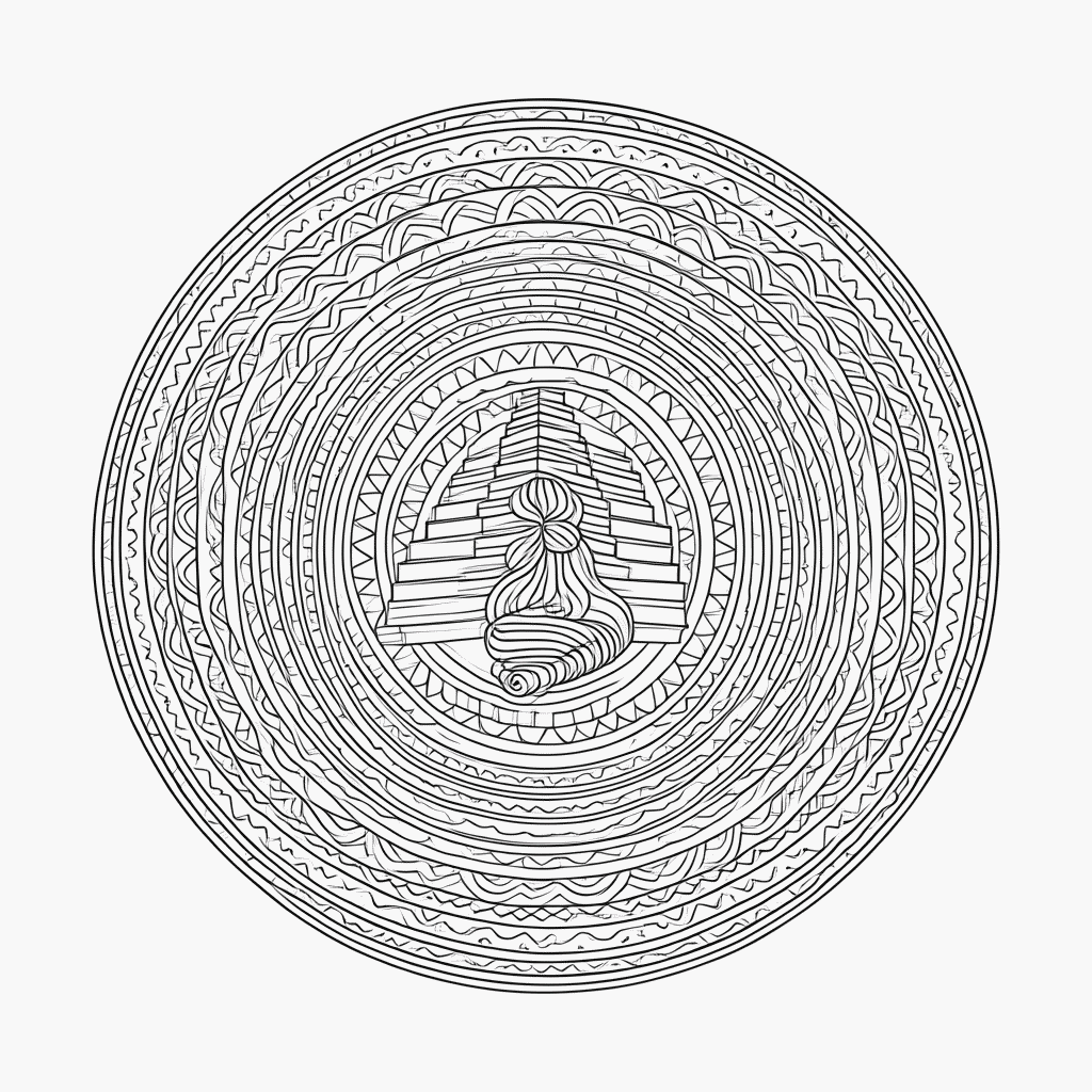 Desenho de Mandala azteca Simples para colorir e imprimir grátis em folha A4