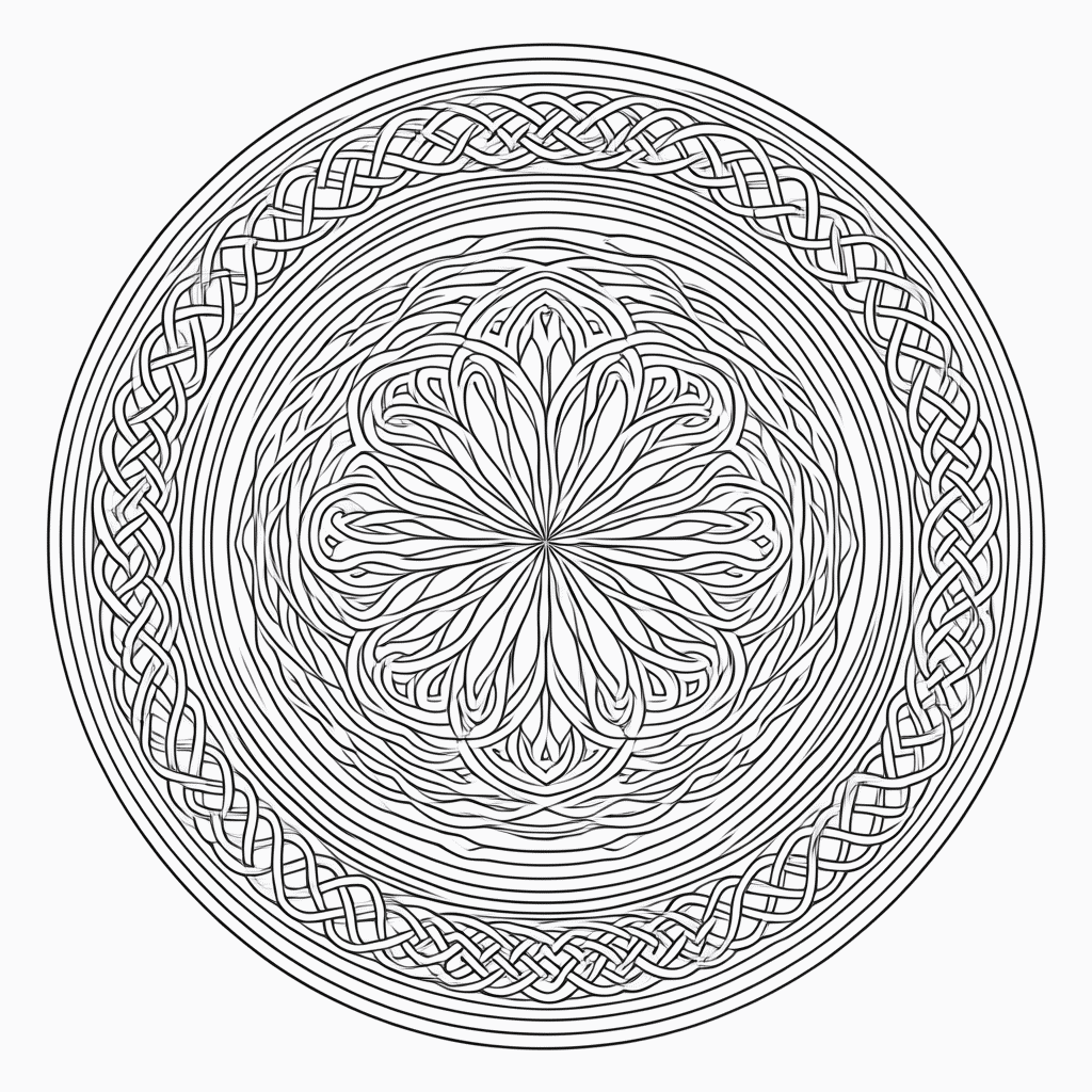 Desenho de Mandala celta Avancada para colorir e imprimir grátis em folha A4
