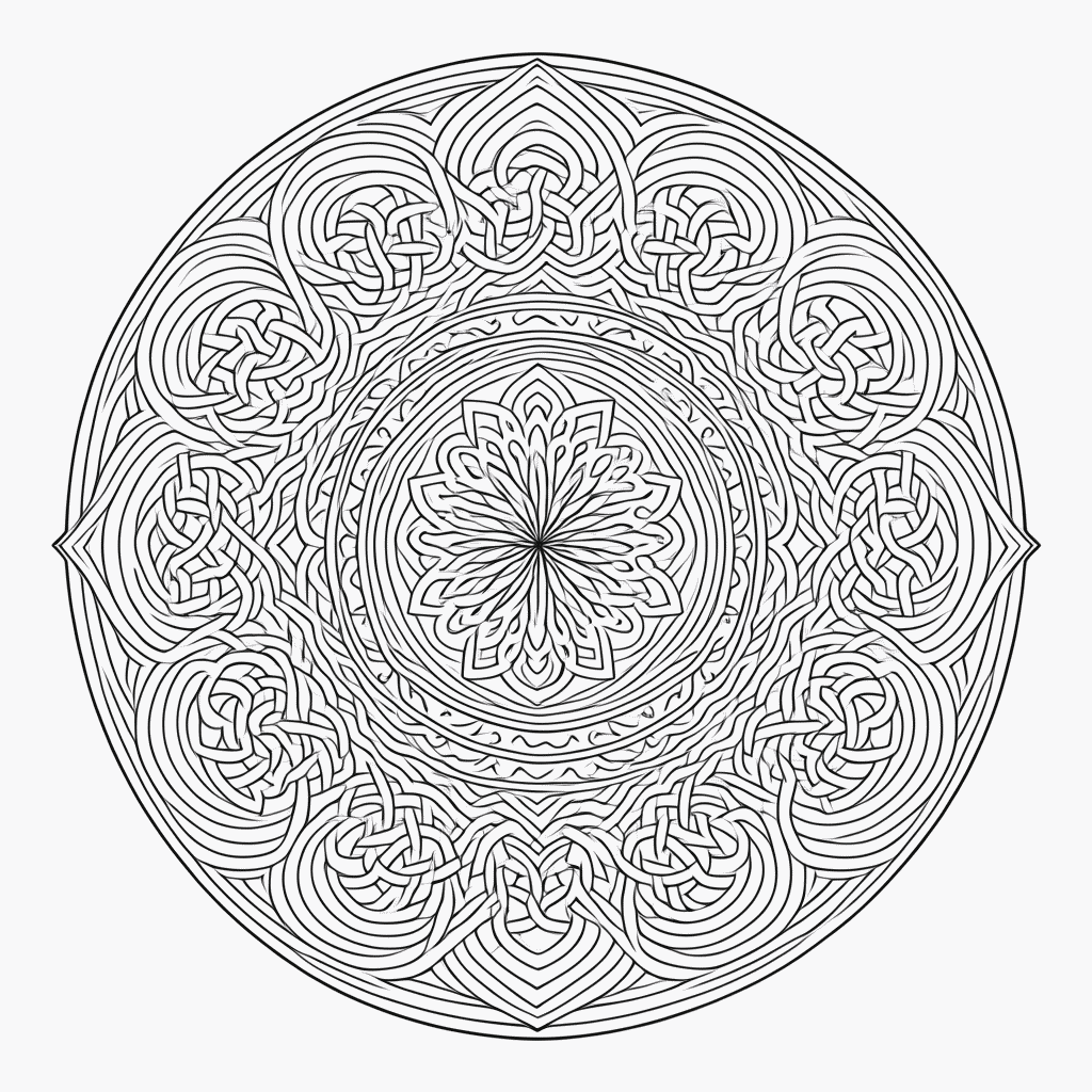 Desenho de Mandala celta Complexa para colorir e imprimir grátis em folha A4