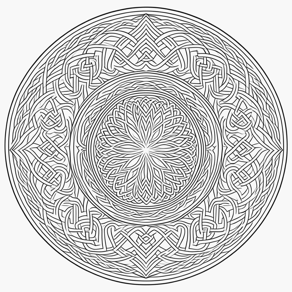 Desenho de Mandala celta Profissional para colorir e imprimir grátis em folha A4