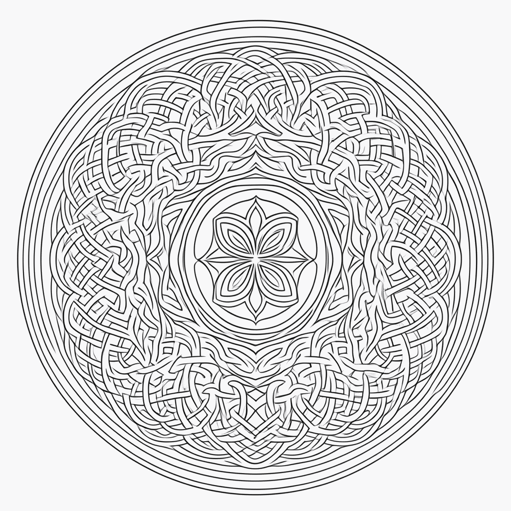 Desenho de Mandala celta Simples para colorir e imprimir grátis em folha A4