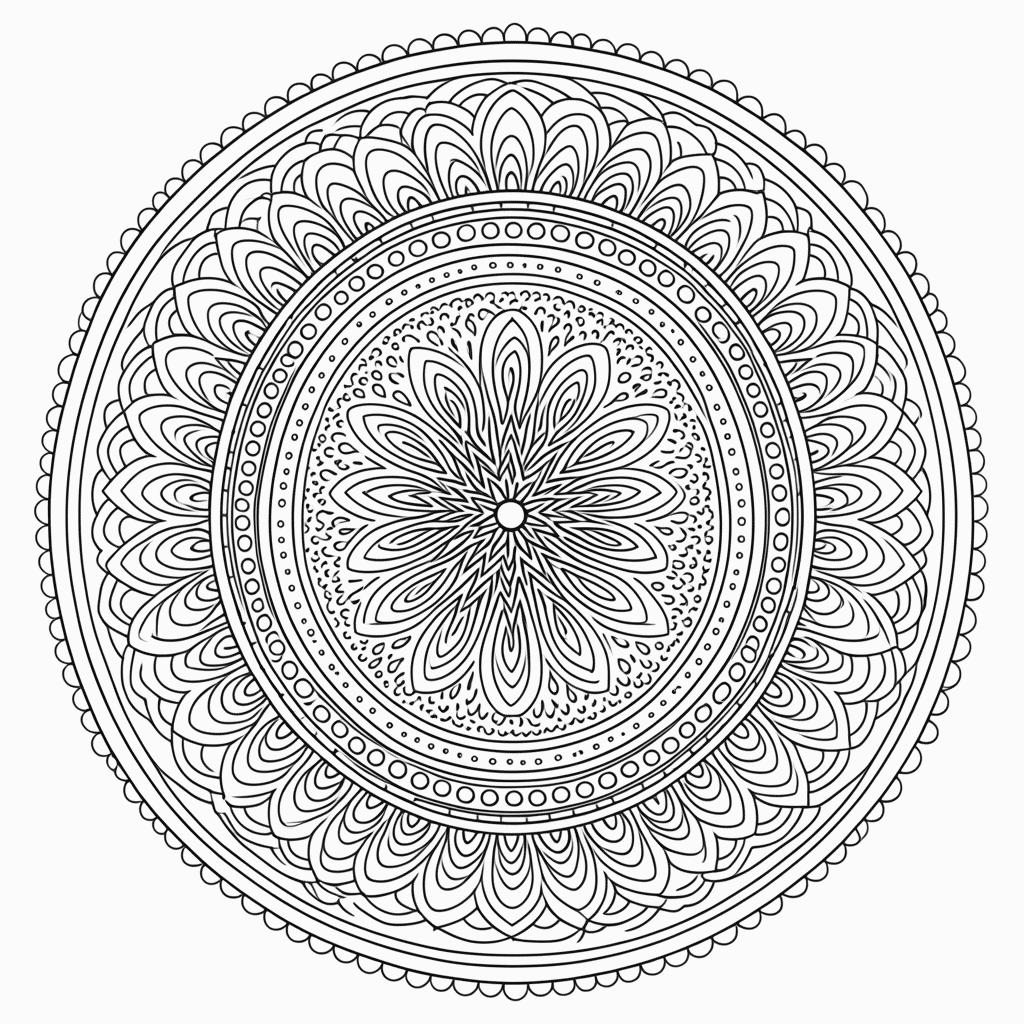 Desenho de Mandala circular Avancada para colorir e imprimir grátis em folha A4