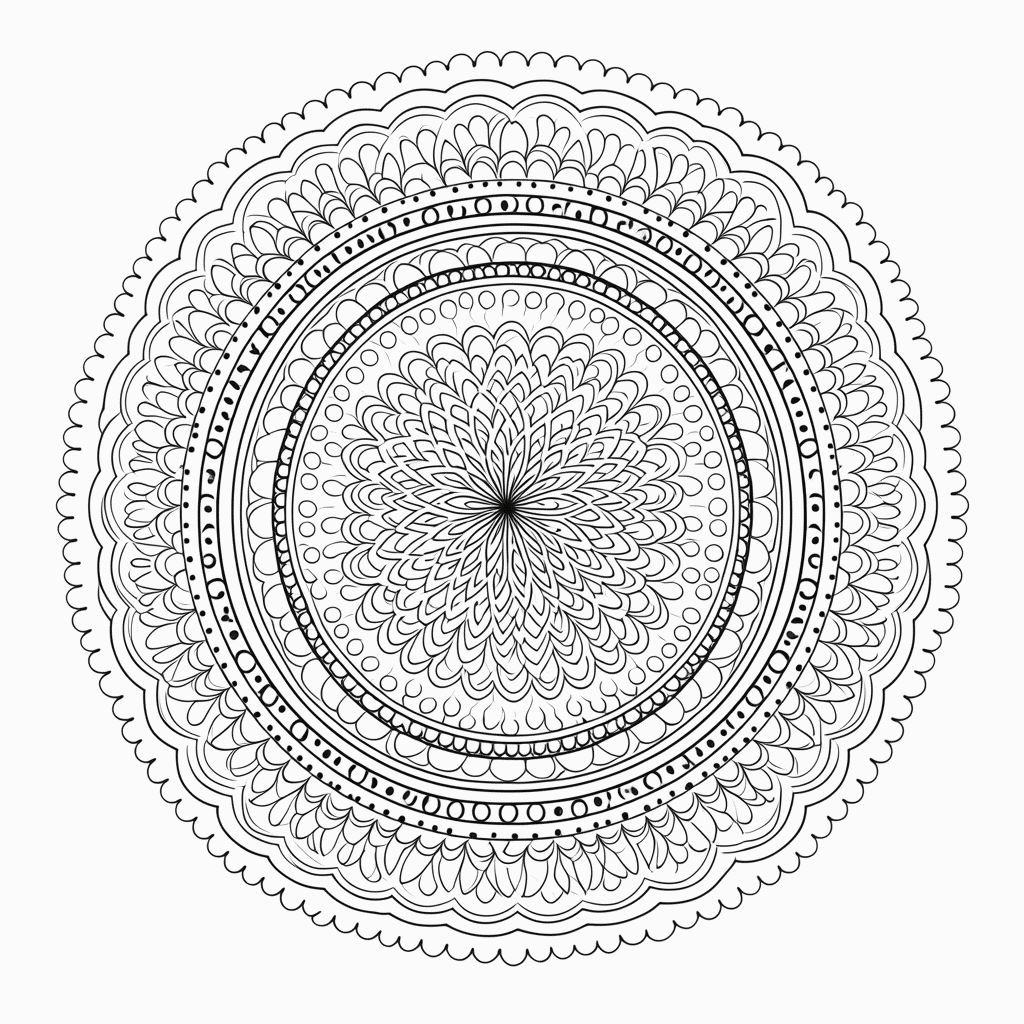 Desenho de Mandala circular Complexa para colorir e imprimir grátis em folha A4