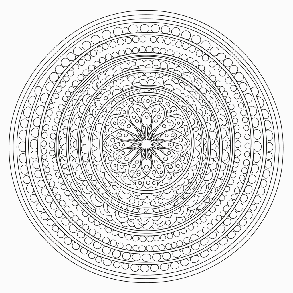 Desenho de Mandala circular Profissional para colorir e imprimir grátis em folha A4