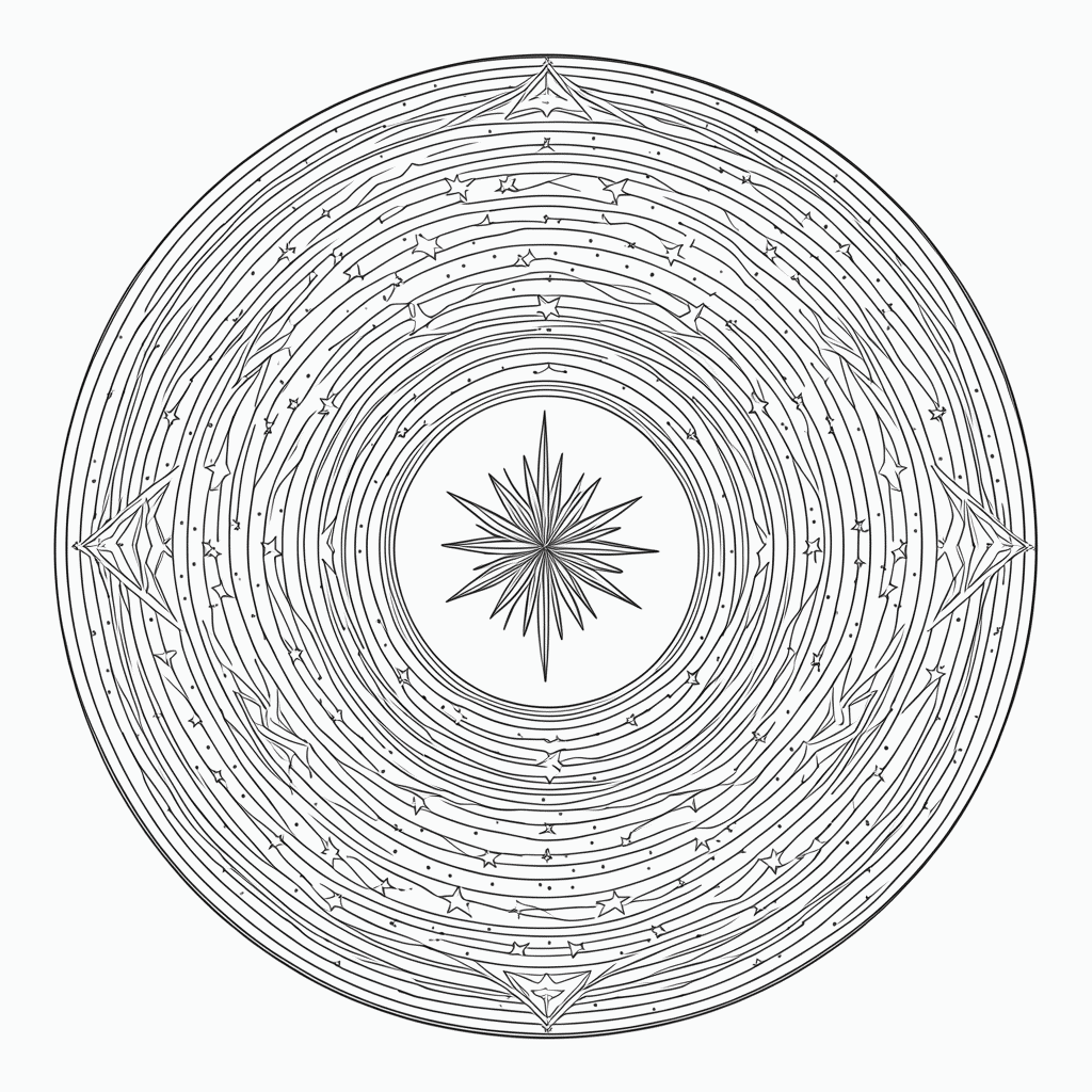 Desenho de Mandala cosmica Media para colorir e imprimir grátis em folha A4