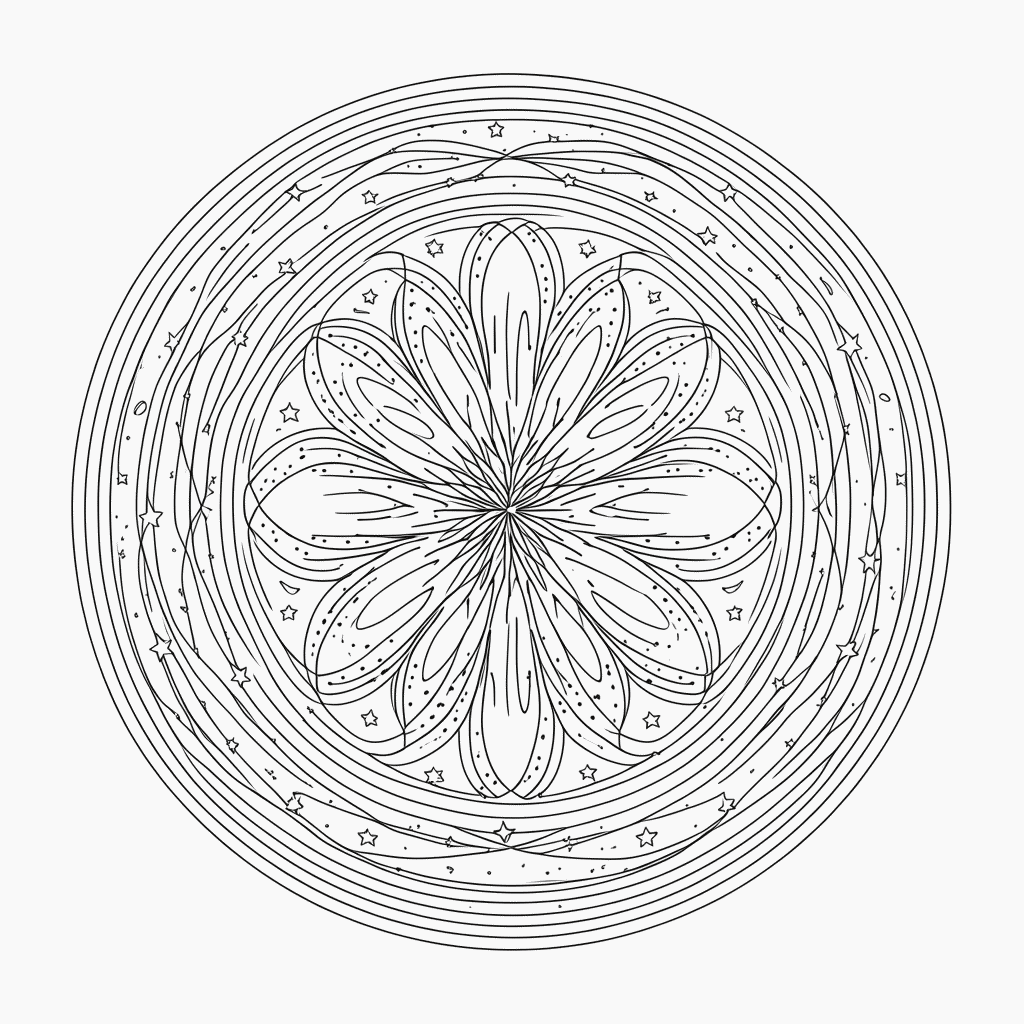 Desenho de Mandala cosmica Simples para colorir e imprimir grátis em folha A4