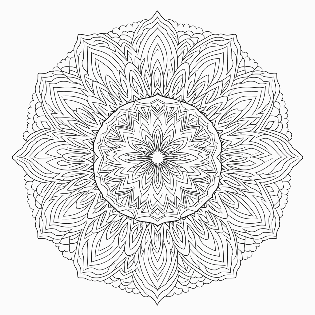 Desenho de Mandala estrelada Complexa para colorir e imprimir grátis em folha A4