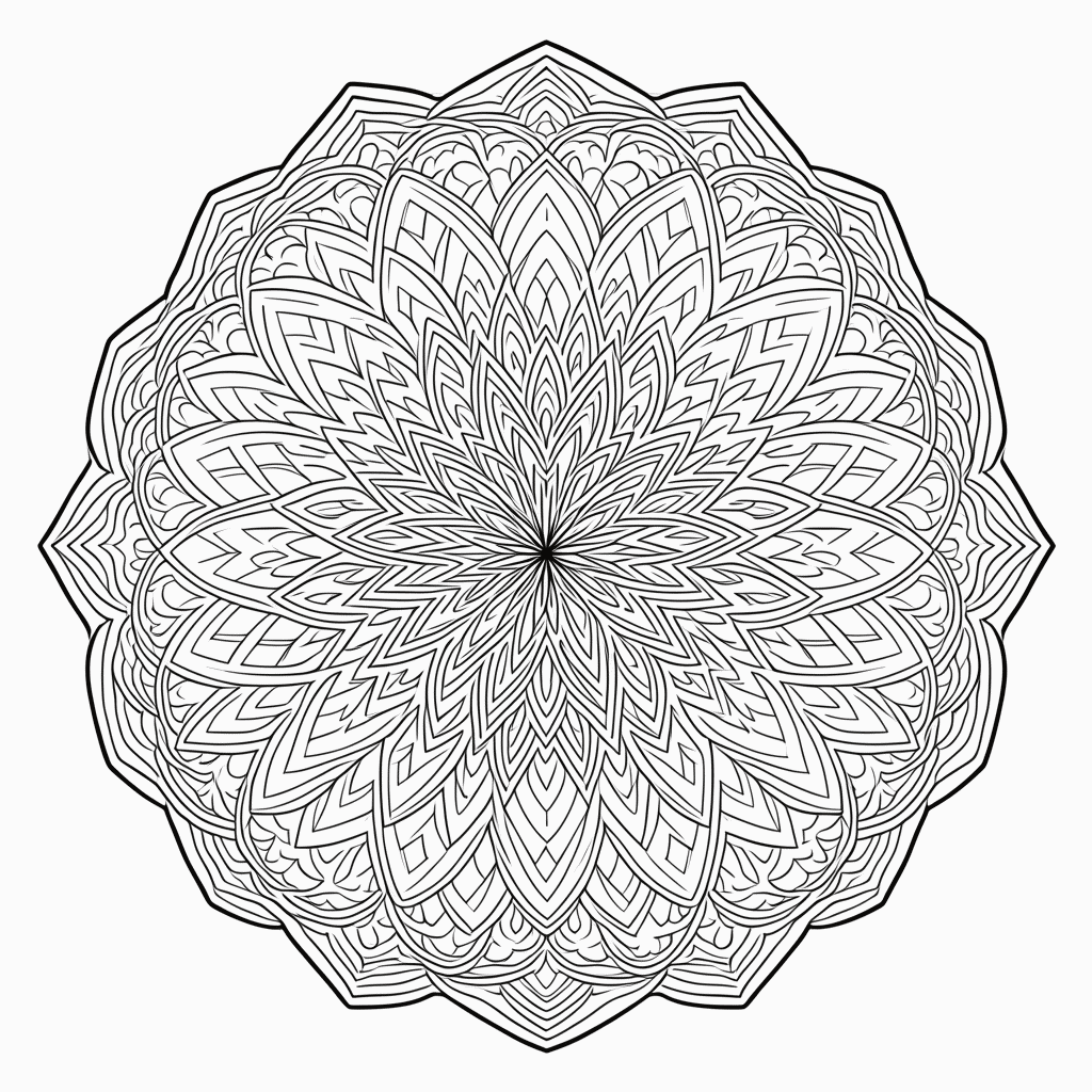 Desenho de Mandala estrelada Profissional para colorir e imprimir grátis em folha A4